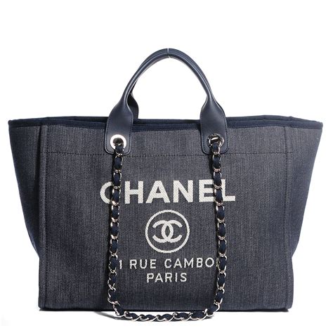 chanel tote blue|Chanel fabric tote bag.